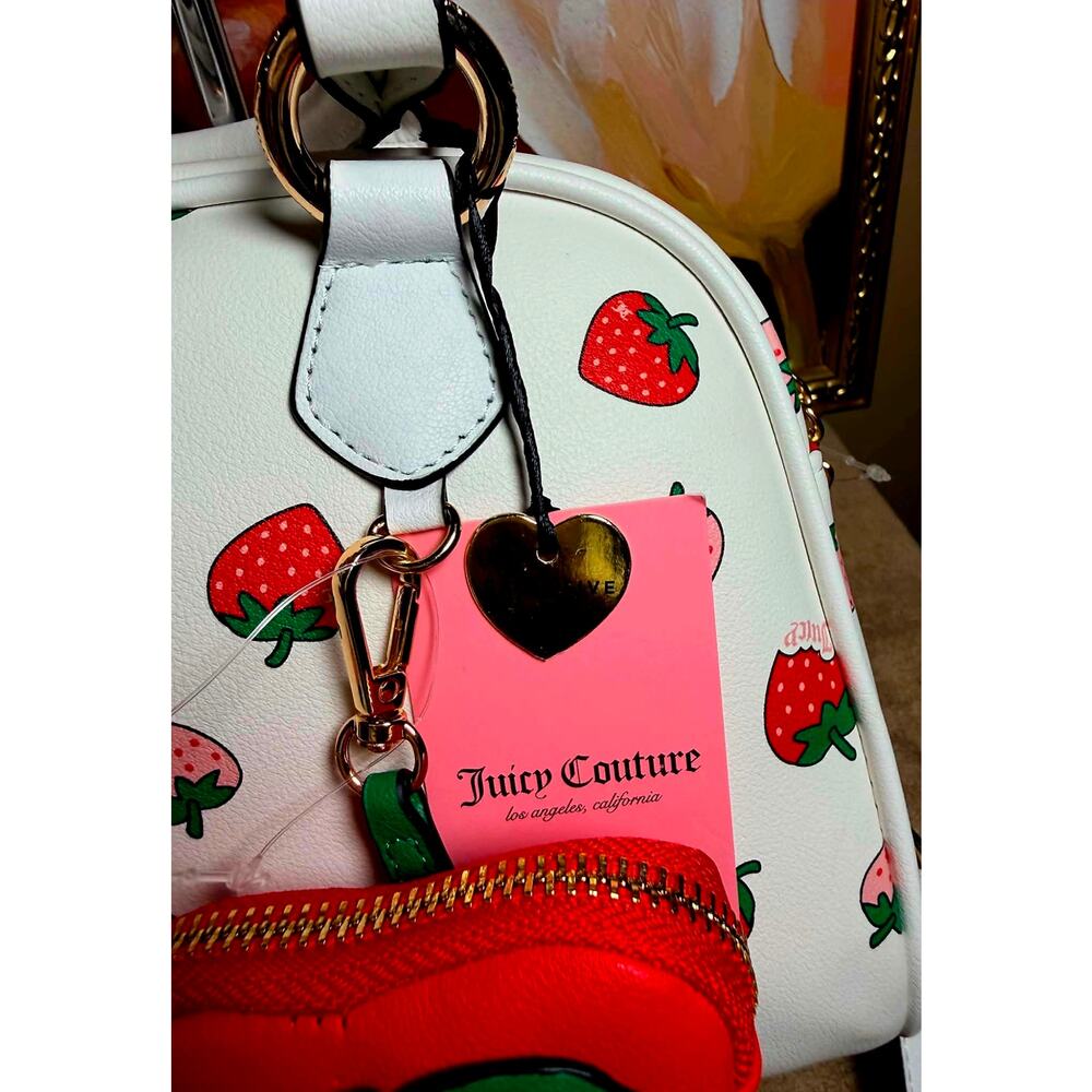 🍓Juicy Couture NWT "Sweet N Juicy" Strawberry Bowler Bag Satchel Crossbody🍓 - Picture 7 of 7
